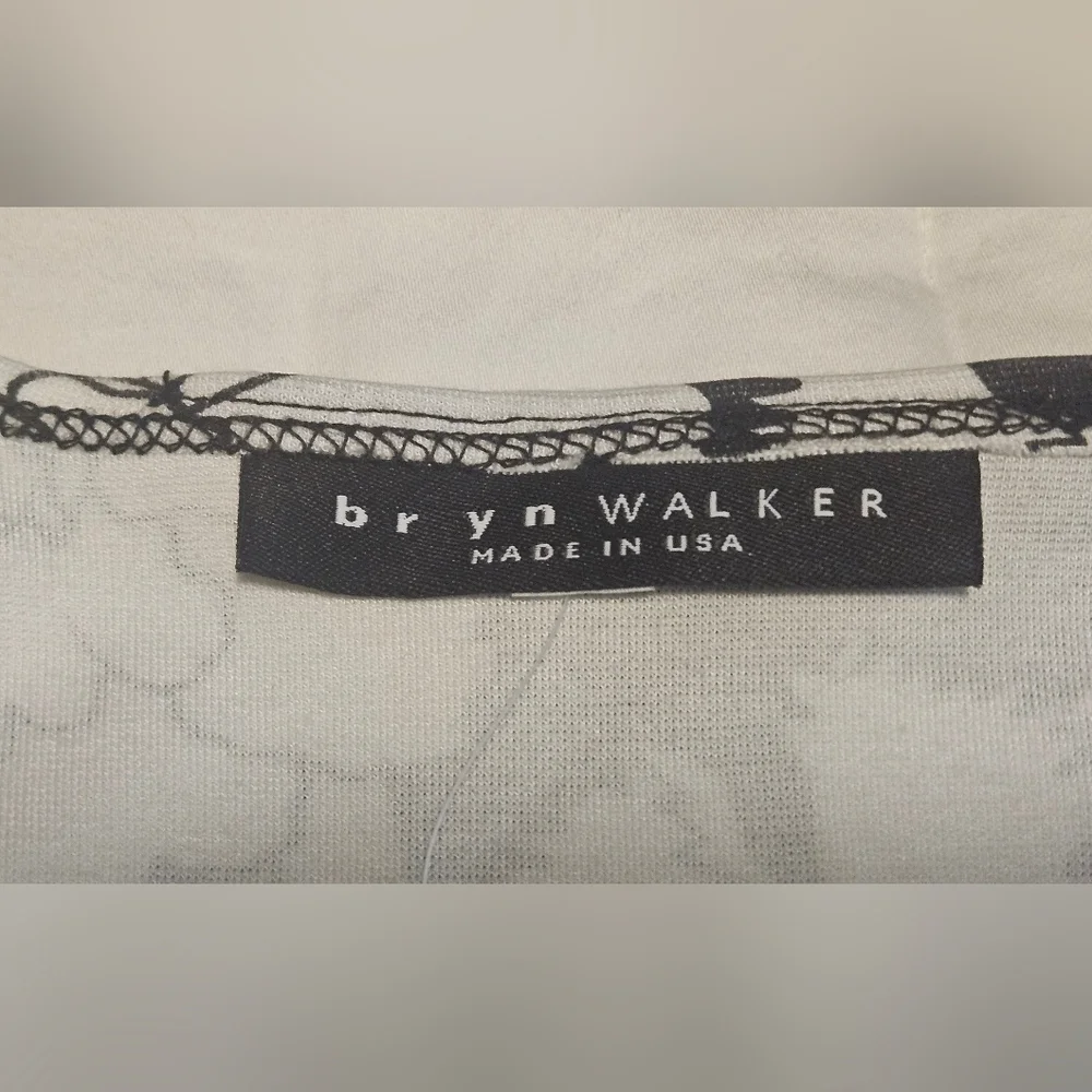 NWT Bryn Walker Floral Print Round Neck Long Sleeve Lantern Dress:Black/White:XL - Picture 10 of 16